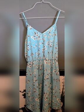 Light Blue Floral V-Neck Sundress sz S